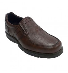 Men's elastic rubber floor shoe on the side engraved leather Clayan in brown