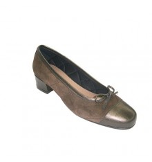 Ballerinas women combined leather and suede Roldán in brown