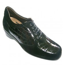 Sapato de camurça e couro mulheres combinados Roldán em Preto