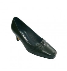 Zapato mujer tacón tipo salón con pliegues Pomares Vazquez en negro